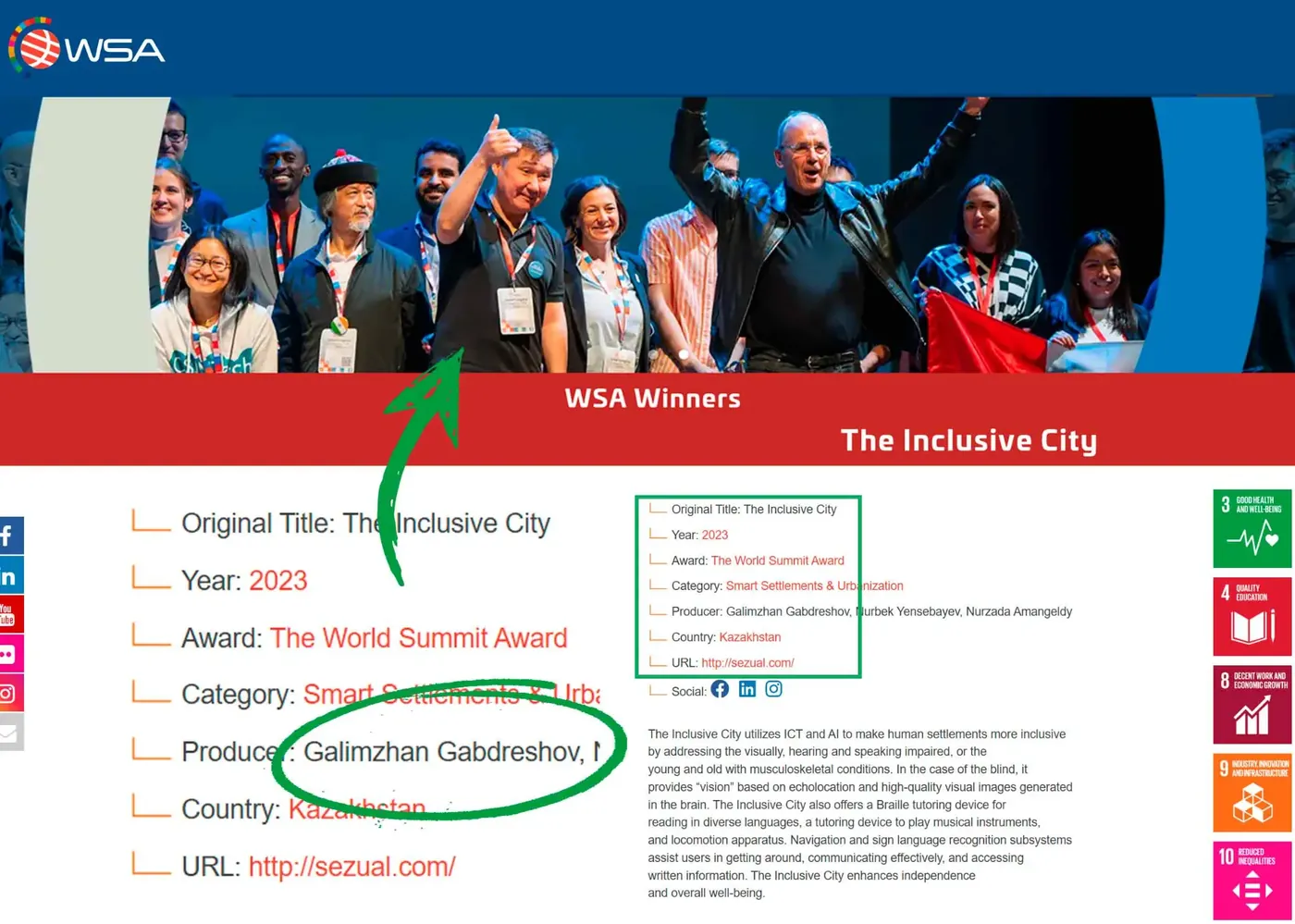 Профиль победителя WSA 2023 — The Inclusive City