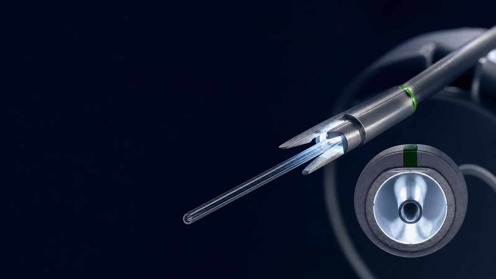 Microscopic view of a phaco needle channel in a clinical safety system